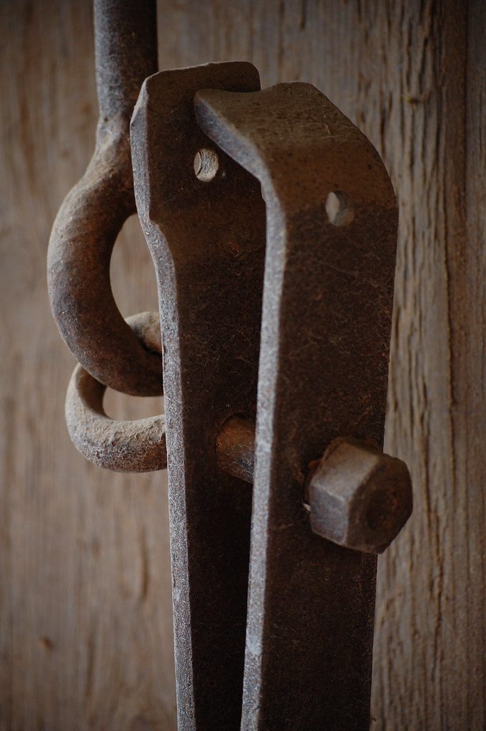 Traditional door hardware and handle detail